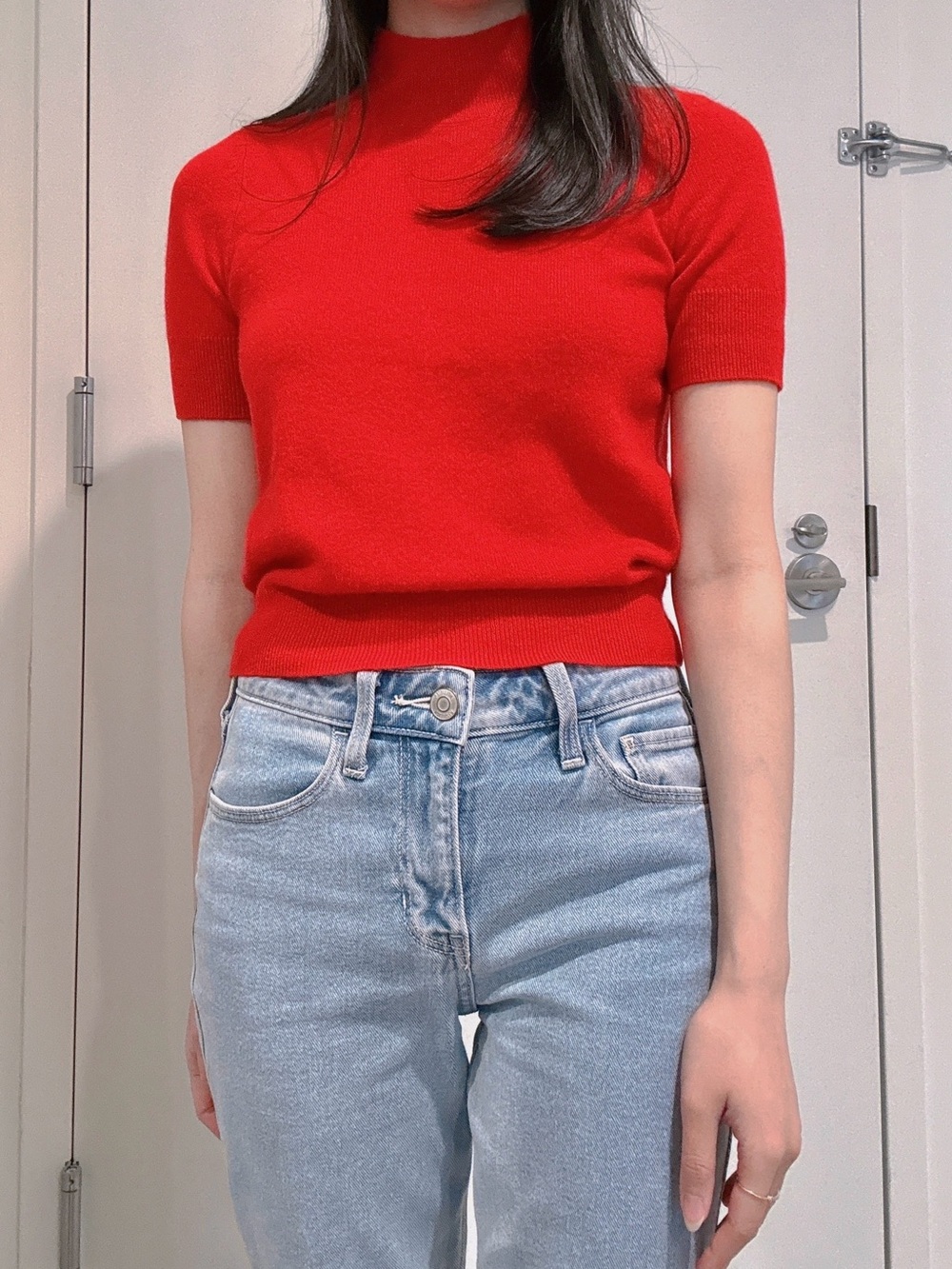 Anthropologie 100% Cashmere Cutout Sweater — Red (XSP, fits like Regular XS)